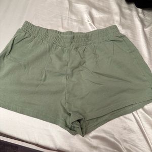 Green Slit Side Track Shorts